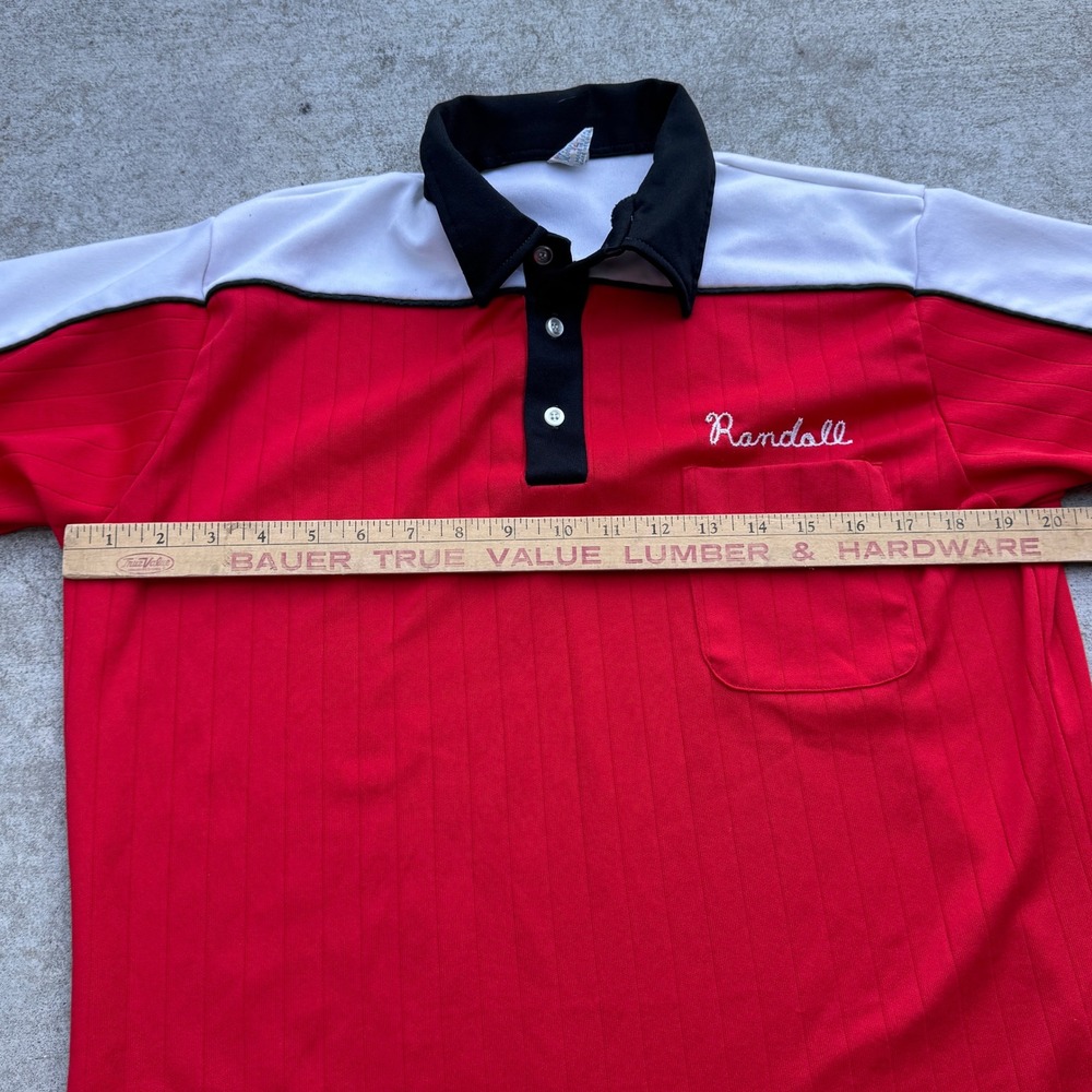Vintage 60s Hilton Bowling Shirt Chainstitch Mens Large Red White Black USA Made - Picture 5 of 6